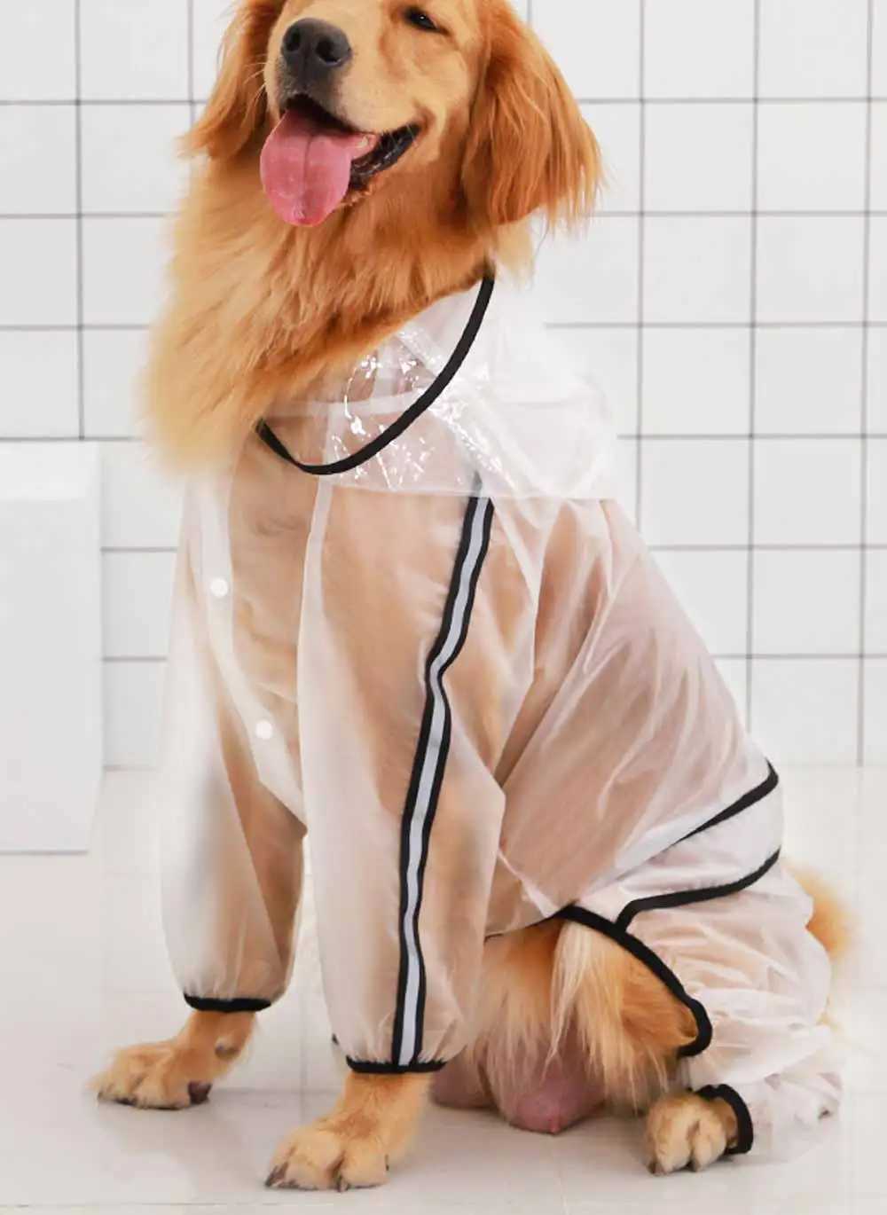 Outdoor ReflectiveDog Raincoat Waterproof Jacket Transparent for Small Medium and Large Dogs Pet Rainwear Hooded ClothesXJ250121