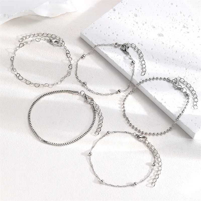 5Pcs/Set New Silver Color Mtilayer Interlocking s Bracelet Retro Bangle For You Fine Fashion Jewelry Wedding Party Gift X250129