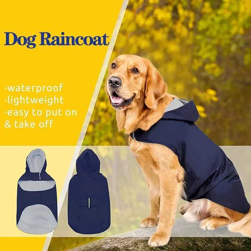 Dog Raincoat Waterproof Hoodie Jacket Rain Poncho Pet Rainwear Clothes with Reflective Stripe Outdoor Dogs Raincoat AccessoriesXJ250121