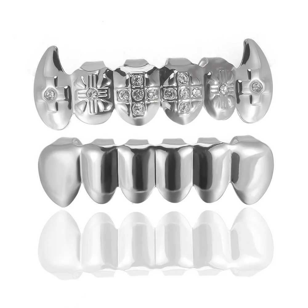 Hip Hop Fangs Teeth Grillz Trend 14K Gold Plated Tooth Caps Decor For Women Men Jewelry Cosplay Party Gift Halloween PropsXJ250114