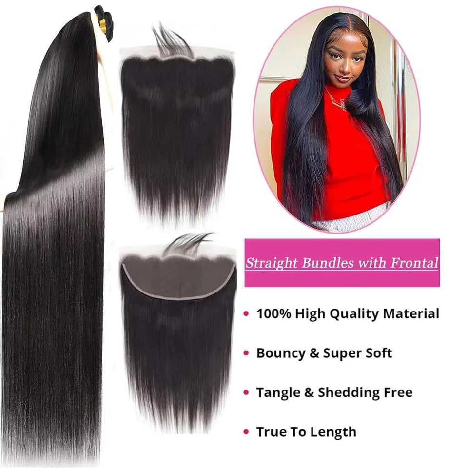 32 Inch Bundles 13X4 HD Swiss Lace Frontal Bone Straight Human Hair Bundles Raw Vietnamese Hair Weaving Bundle Deals ExtensionsXJ250120