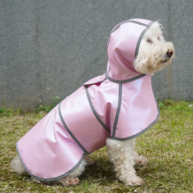 Reflective Strap Dog Raincoat Hooded Slicker Poncho for Small Medium Large Dogs PU Waterproof Raincoat Pink OutdoorXJ250121