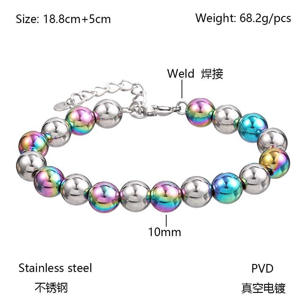 1 Pcs Quality Metal Jewelry Unisex Stainless Steel Round Beads Chain Waterproof Accessories Bracelet Daily Life Leisure Gifts X250129