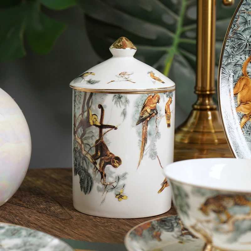 Bone China Dinner Plates X250129 S2566 12110 New Style Animal Tableware Plate Forest Leopard Dishes And Sets
