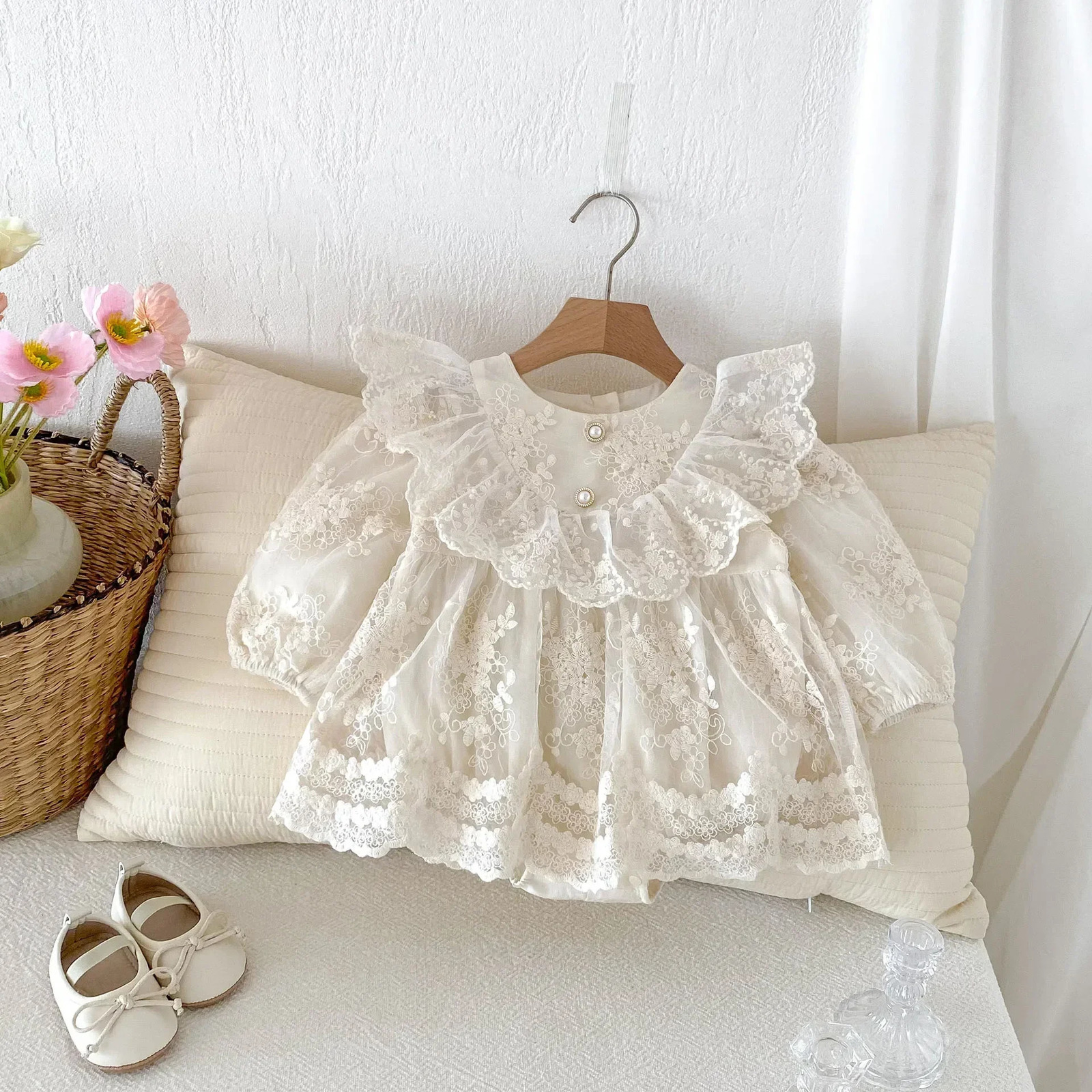 4055 Baby Clothes Bag Fart Clothes Autumn Korean Baby Girls Romper Dress Princess Climbing Clothes 250116