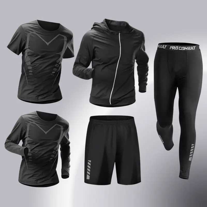 5pcs Mens Compression Sportswear Suit GYM Tight Sports Sets Workout Jogging MMA Fitness Clothing Tracksuit Pants Sporting X250129