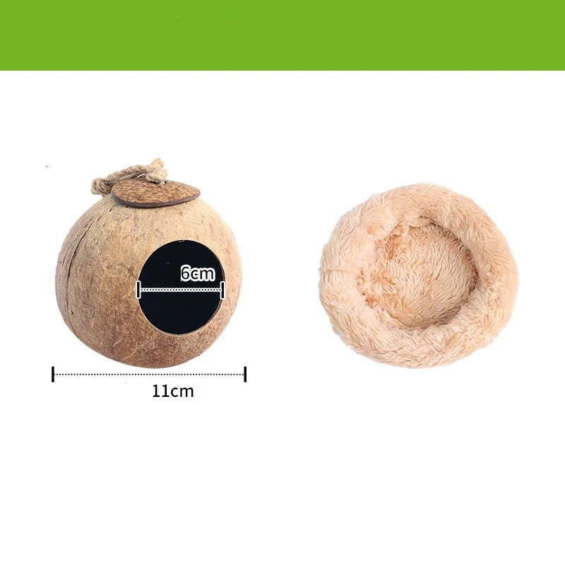 Bird Coconut Shell Nest with warm pad Nesting Hamster Habitat Guinea Pig Bedding Climbing Ladder Slide Parrot The Slide Wood 250121
