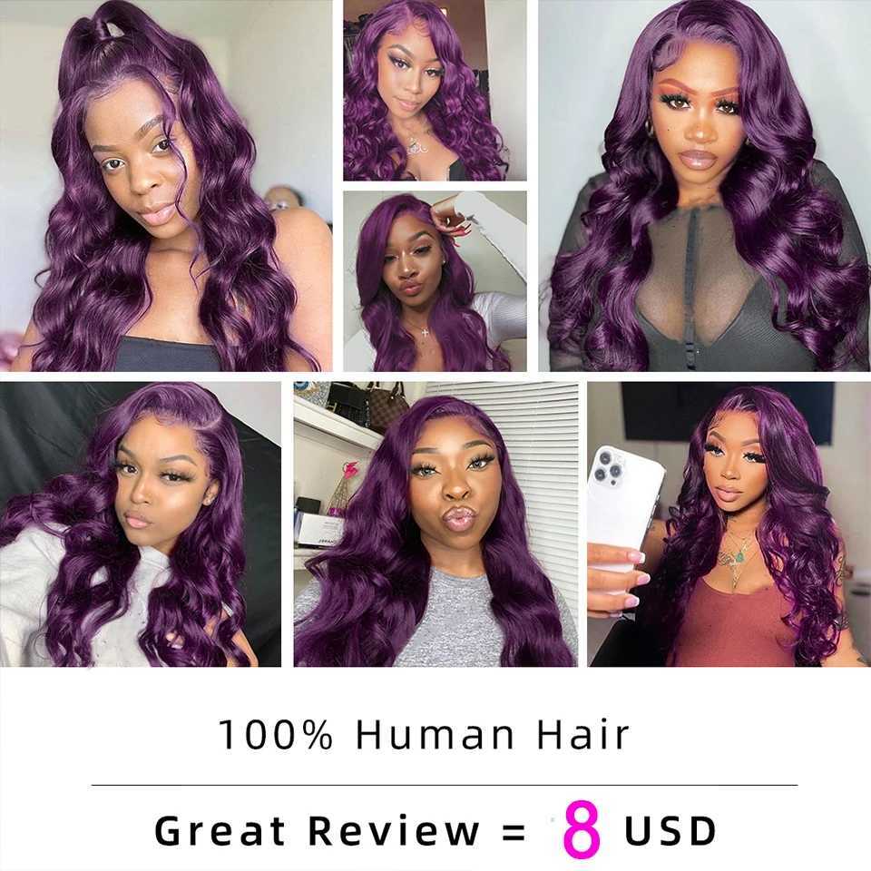 Dark Purple Cheap Body Wave Bundles With Clo 4x4 5x5 HD Lace Clo Frontal With 3/4 Bundles Remy Hair Swiss Lace CloXJ250120