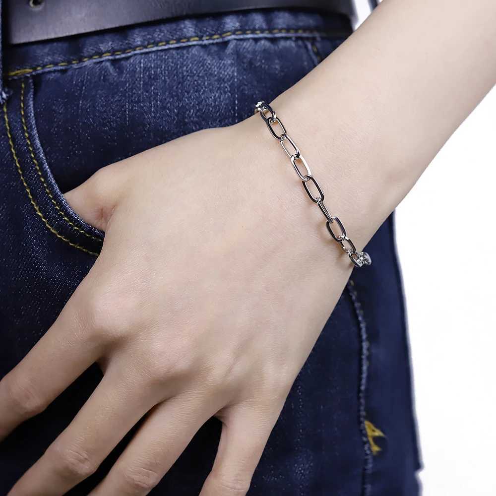 Fashion Mens Simple Stainless Steel Chain Bracelets for Wen Unisex Wrist Jewelry Gifts Punk Metal Hip Hop Couple Jewelry X250129