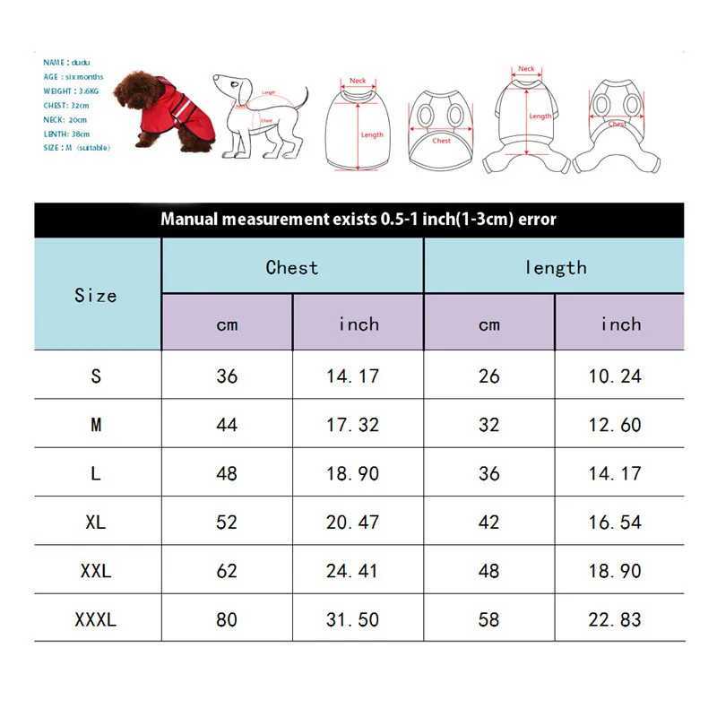 Large Dog Raincoat Clothes Waterproof Rain Jacket Jumpsuit For Pet Large Dogs Puppy Red color S/M/L/XL/XXL NEWXJ250121