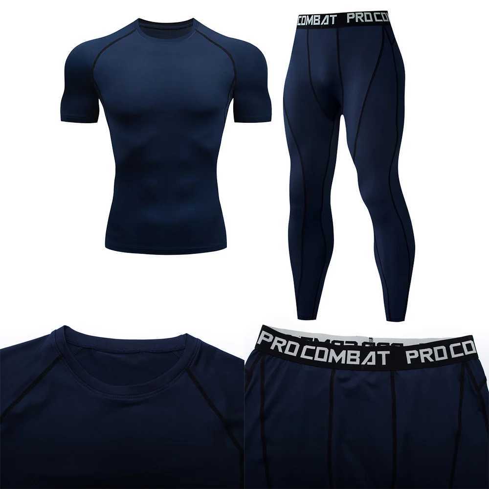2 pieces of mens compression sportswear gym tight fitting exercise set exercise jogging MMA fitness suit sports pants X250129