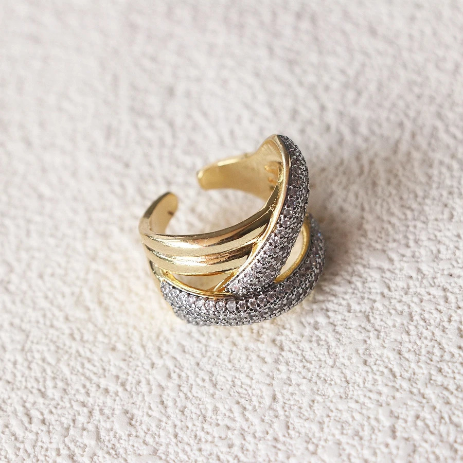 5Pcs Fashion 18k gold plated heart shape rings jewelry women men zirconia silver chunky ring hip-pop retro heart wings ring 250117