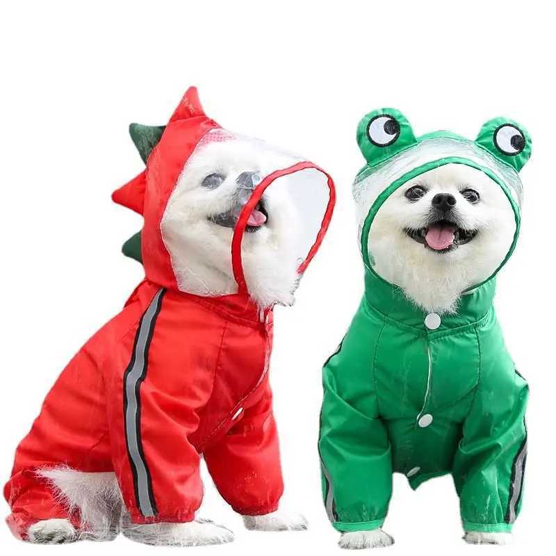 1PCS Pet Dog Raincoat Fashion Dinosaur Frog Style Jumpsuit Waterproof Dog Jacket Puppy Water Resistant Clothes for Dogs Pet CoatXJ250121