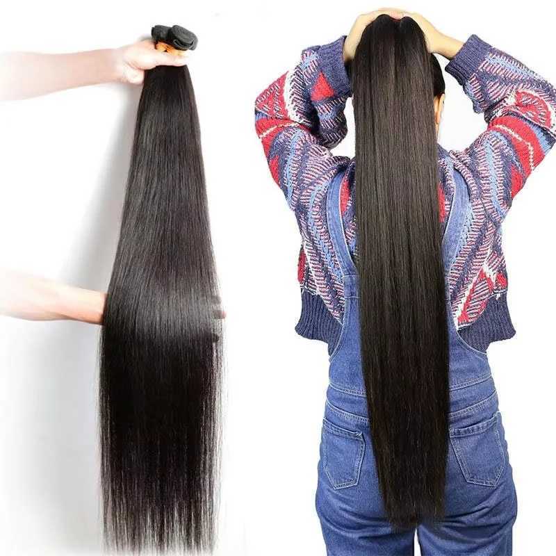 30 32 Inch HD Transparent 13X4 Lace Frontal With Bone Straight Bundles Raw Vietnamese Hair Original Human Hair Weaving ExtensionXJ250120