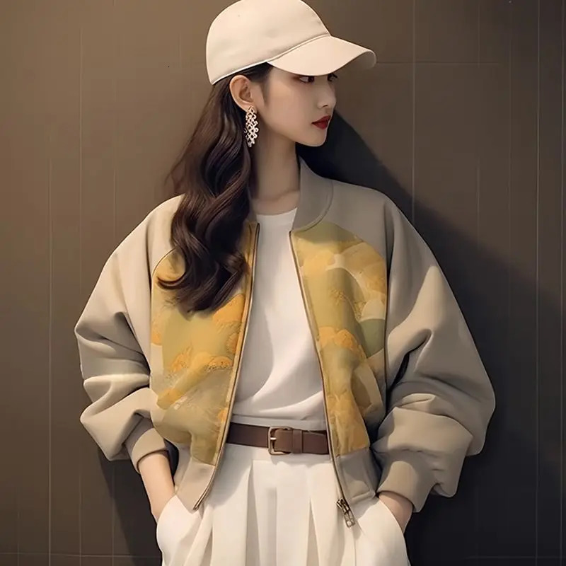 Printed Baseball Uniform Short Jacket for Little People Early Autumn Women Cold Style Unique and Chic Top 250122