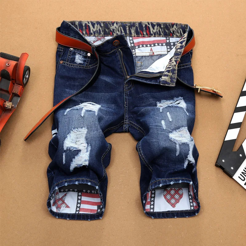 Fashion Mens Ripped Short Jeans Clothing Bermuda Summer 90% Cotton Shorts Breathable Denim Male Size 2838 241227