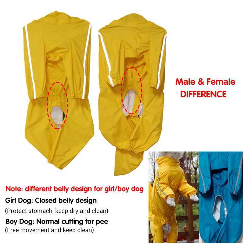 Dog Raincoat for Large Dogs Fully-Covered Hooded Waterproof Dog Rain Jacket with Removable Tail Cover Pet Clothes Husky SamoyedXJ250121