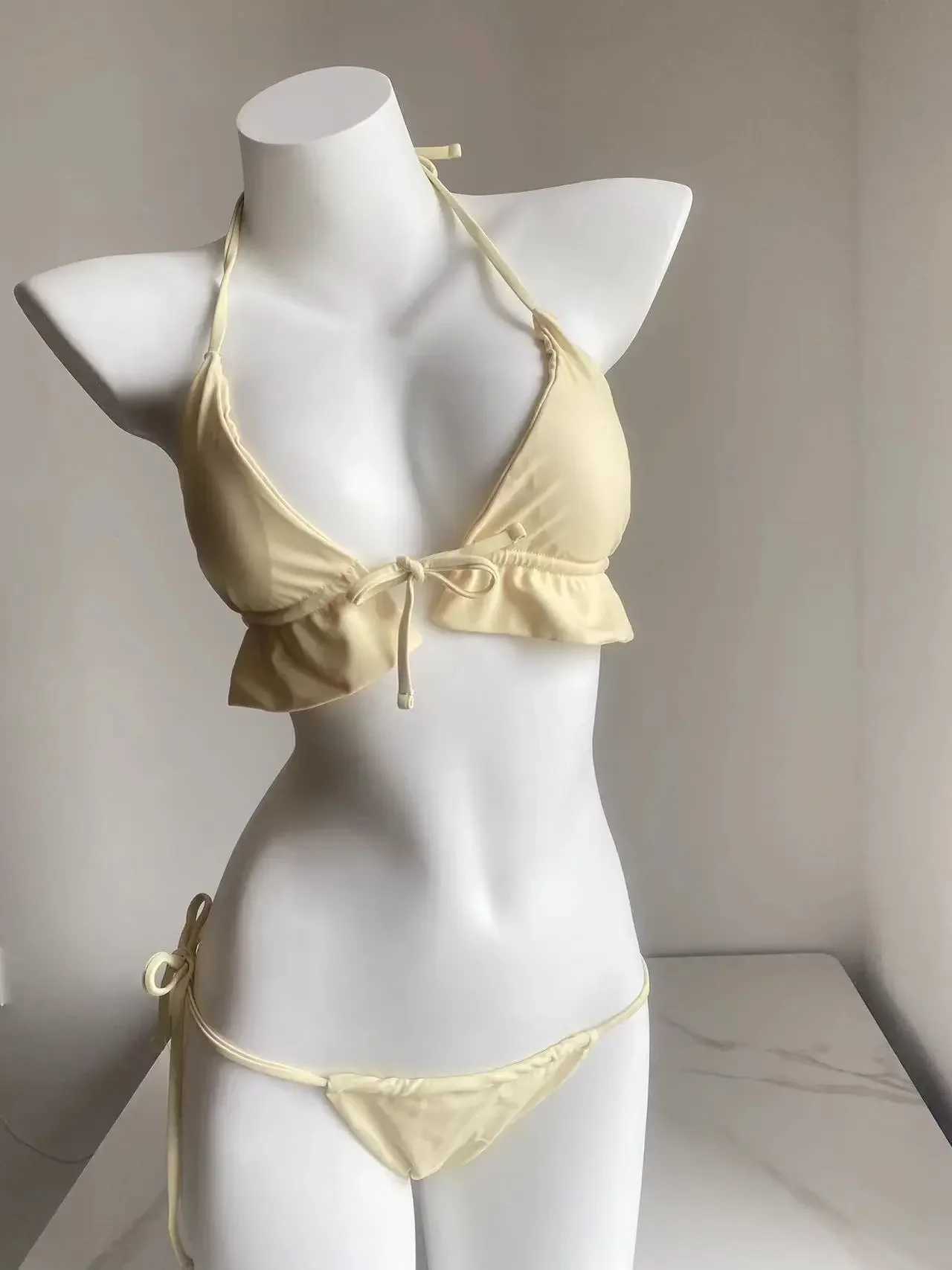 Ladys Summer New Yellow Lilac Bikini 3 PCS Swimsuit with Mesh Short Beach Sarong Swimwear Biquini Beachwear OutfitXJ250120
