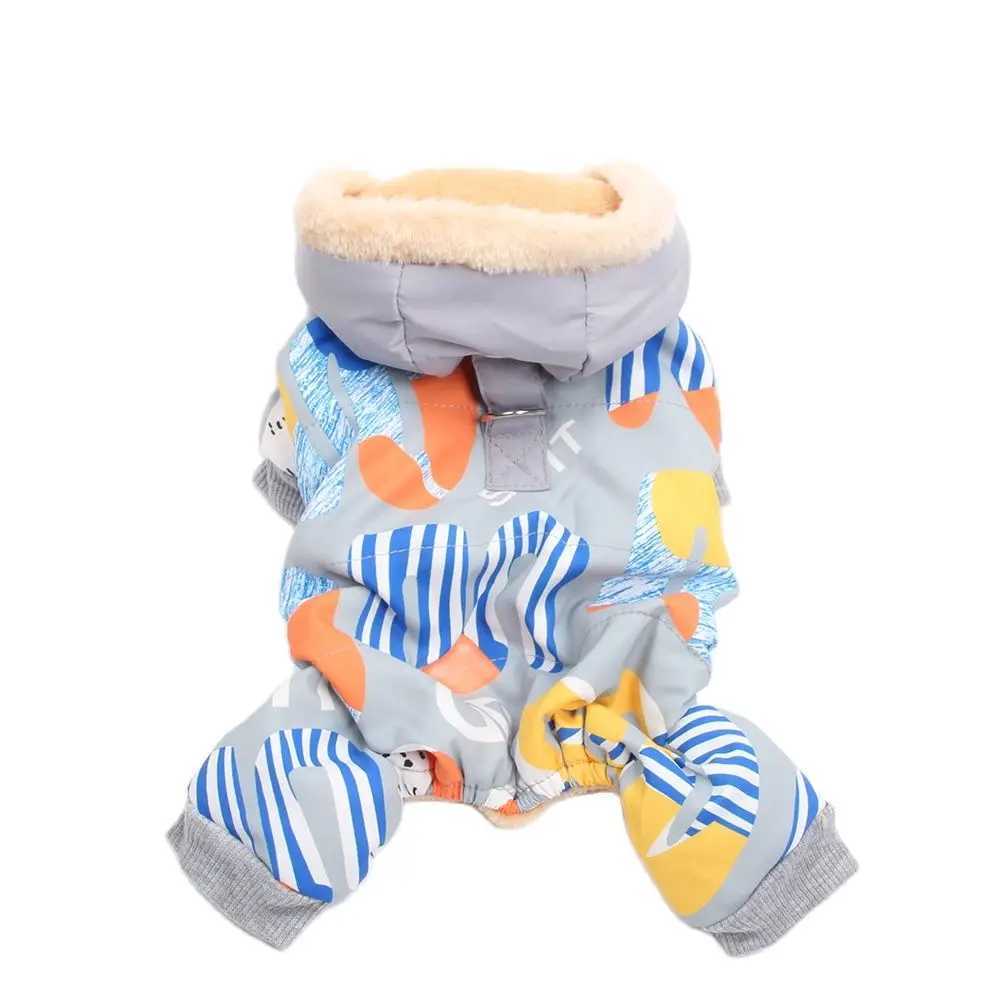 Dog Cat Warm Jumpsuit Hoodie Letters Print with Leash Ring Pet Puppy Coat Jacket Outfit for Dogs Cats Small MediumXJ250121