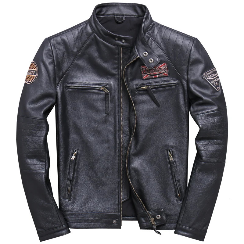 Leather Jacket Genuine Mens Cowhide Motorcycle Suit Male Slim Korean Leather Coat Short Stand Collar Jacket Autumn Style 250120