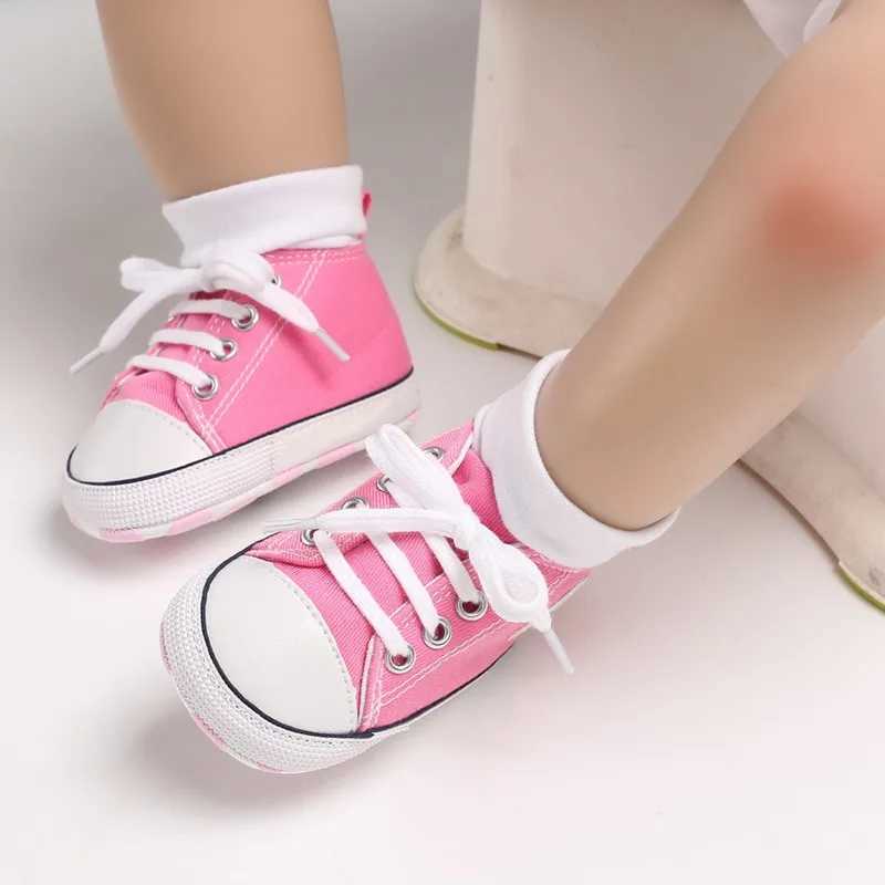 Baby canvas classic sports shoes newborn boys and girls printed celebrity first walking shoes baby anti slip baby shoes X250129