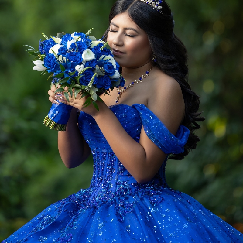 Royal Blue Quinceanera Dresses Ball Gown Off Shoulder Appliques Lace Beads Tull Corset Birthday Party Sweet 16 Dress Vestidos 15 De Anos