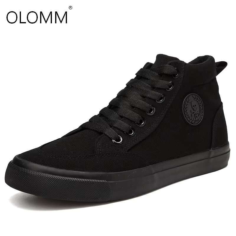 New Arrival Summer Fashion Men Flats All White Red Casual Mens Canvas Lace-Up High Top Black Shoes