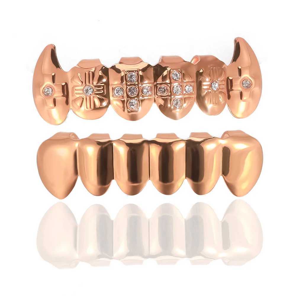 Hip Hop Fangs Teeth Grillz Trend 14K Gold Plated Tooth Caps Decor For Women Men Jewelry Cosplay Party Gift Halloween PropsXJ250114