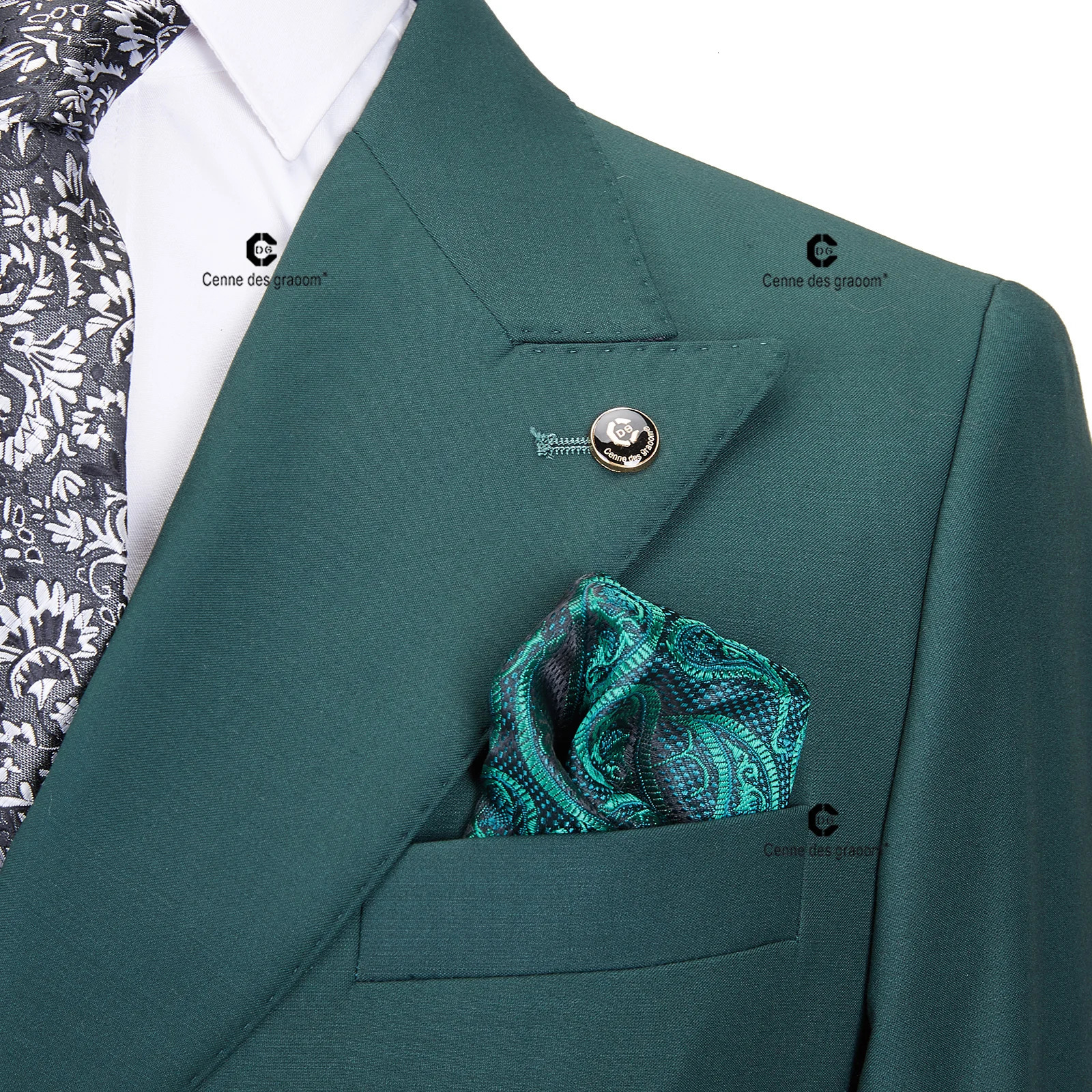 Cenne Des Graoom 2023 Elegant Suits For Men Green Double Breasted 2 Pieces Set Slim Fit High Quality Wedding Party Costume 250122