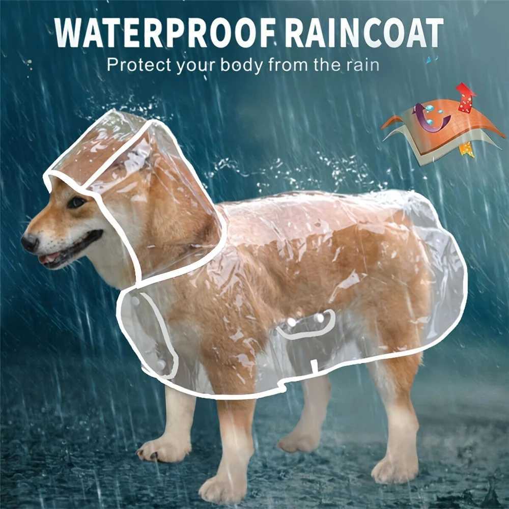Dog raincoat clear PVC for medium dog breeds waterproof pet poncho with snap closure perfect for outdoor dog walking raincoaXJ250121