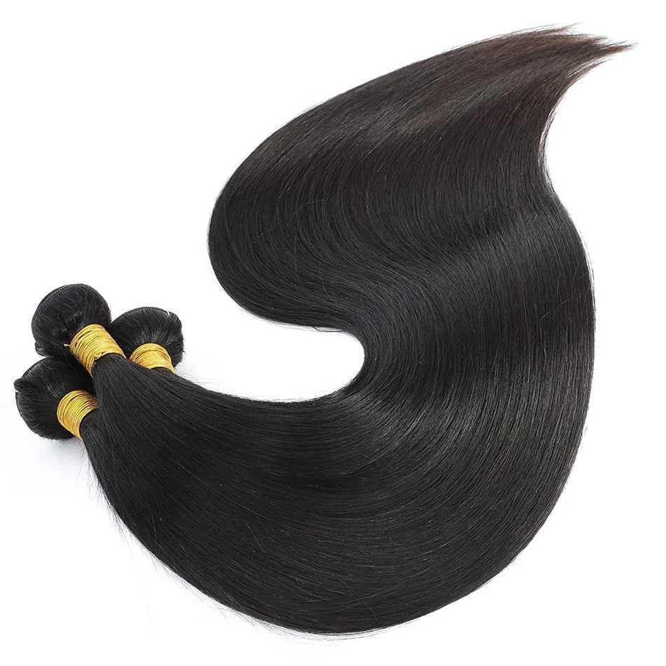 34 36 inch Straight Human Hair Bundles with Clo 4x4 Raw Brazilian Hair Extensions Weave 3 4 Bundles with Transparent CloXJ250120