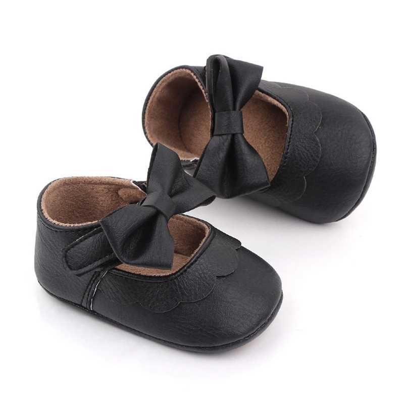 0-18M Baby Infant Girls Flat Shoes Bow Knot Solid First Walker Soft Sole Newborn Infant Toddler Girls Leather Princess Shoes X250129