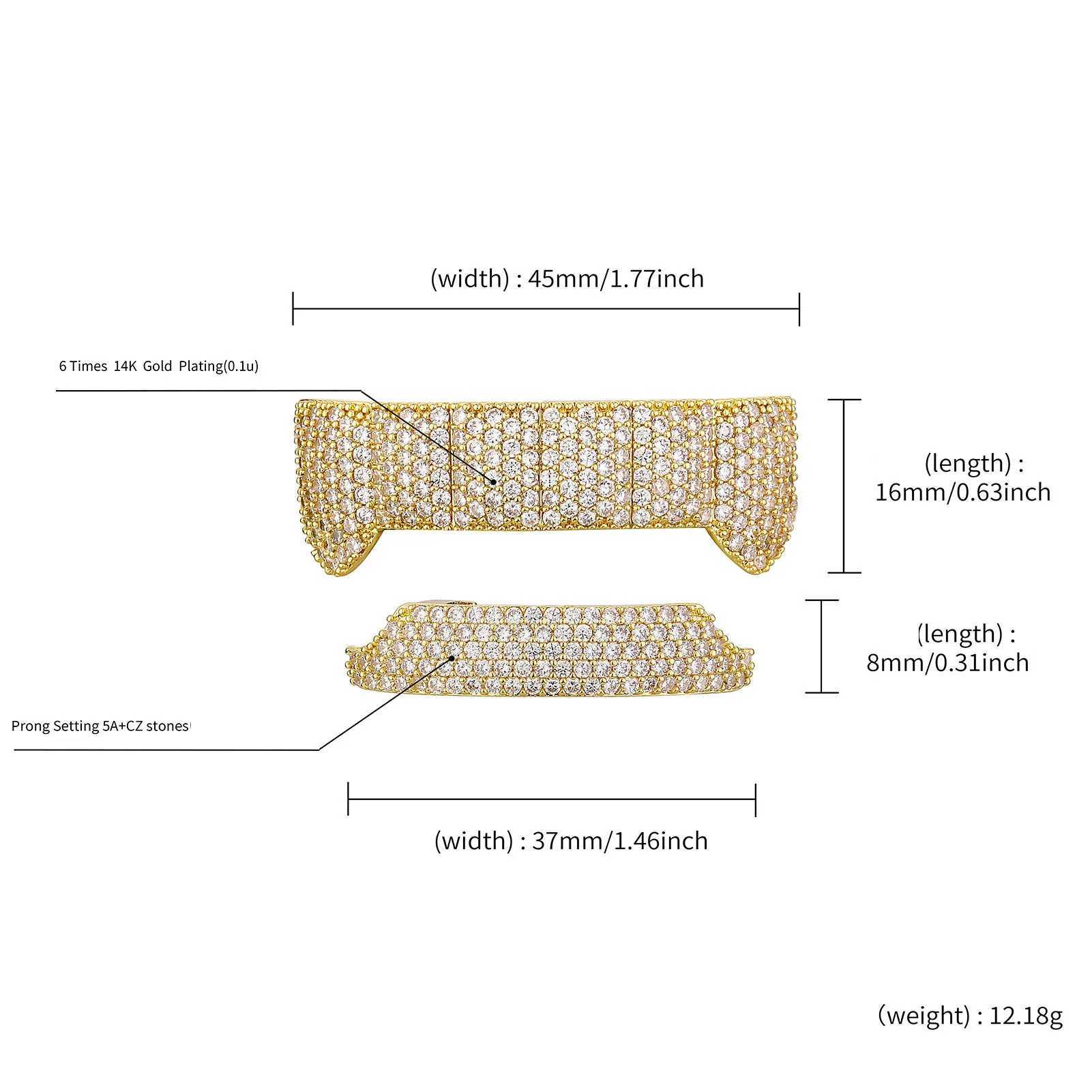 Hip Hop Full Bling CZ Teeth Grillz Caps Cubic Zircon Iced Out Micro Pave Charm Grills For Men Women Jewelry Xmas GiftXJ250114