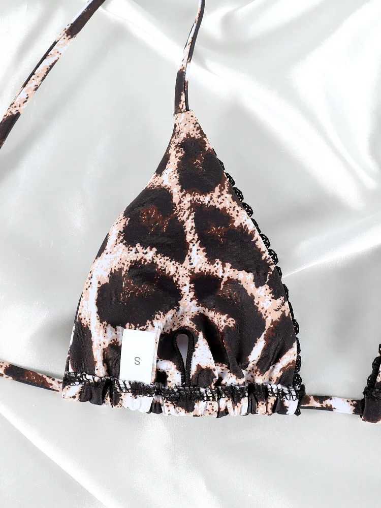 2024 Bikini Women Swimwear Triangle Bathing Suits Bandage Swimming Suits Womens Sexy Biquini Leopard Printed Beachwear SummerXJ250120