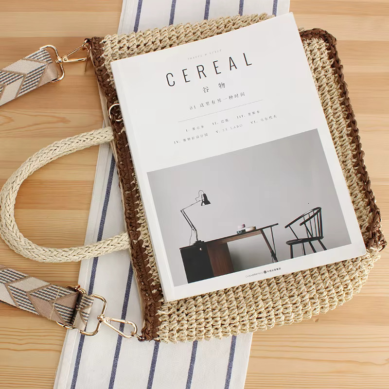 Handmade Paper Rope Crossbody Bags for Women Summer Woven Beach Tote Handbags Bali Travel Straw Shoulder Bag Shopper Purses