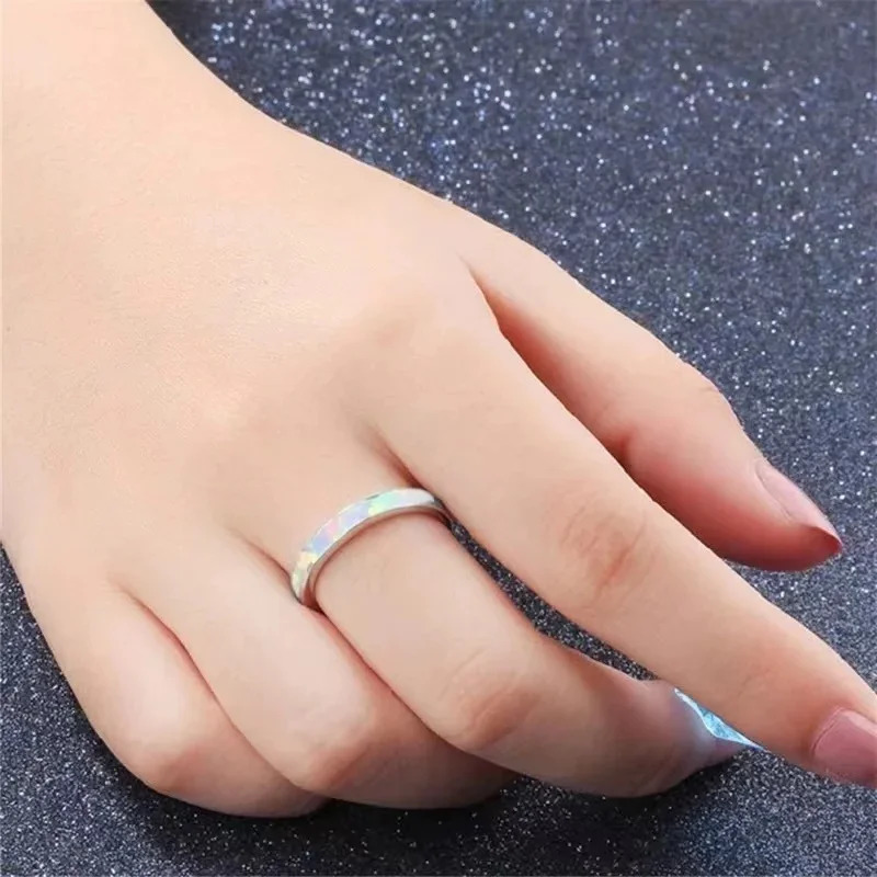 JLR-048 Fantastic natural white opal finger rings for women wedding anniversary jewelry fancy classic ring 250117