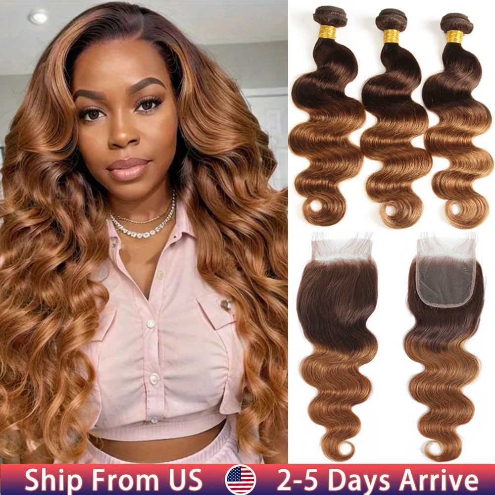 Body Wave Human Hair Bundles With Clo Brazilian Hair Weave Bundles With Clo Ombre Colored 3/4 Bundles With Clo RemyXJ250120