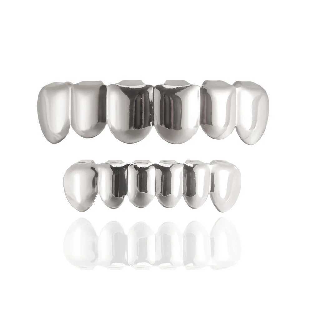 Gold Color Grillz Set Hip Hop 6/6 Top Bottom Grills Dental Mouth Punk Teeth Caps Cosplay Party Tooth Rapper HalloweenXJ250114
