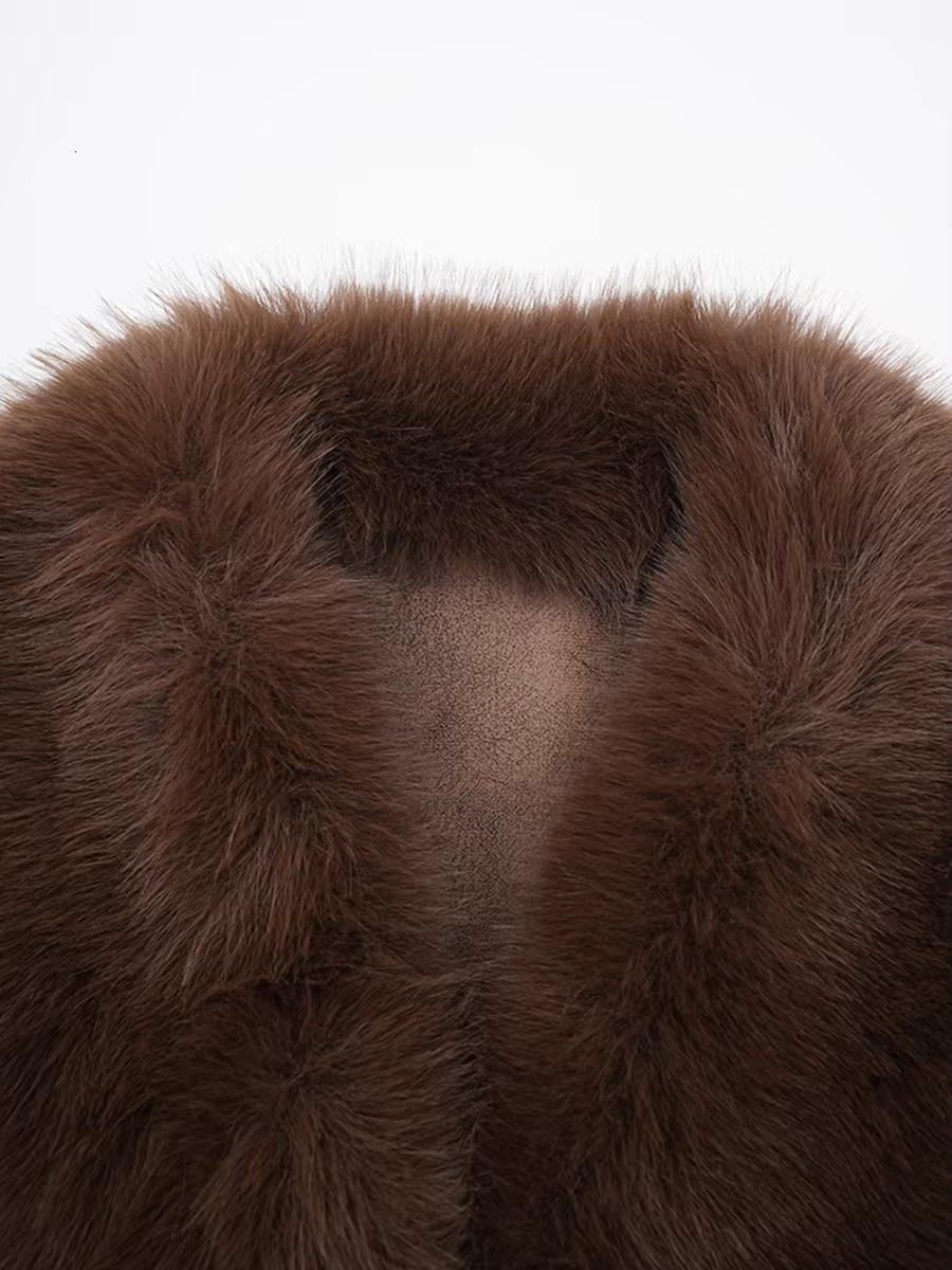 TWOTWINSTYL Temperament Blends Jacket For Women Lapel Long Sleeve Patchwork Lace Up Loose Fur Winter Coats Female Fashion New