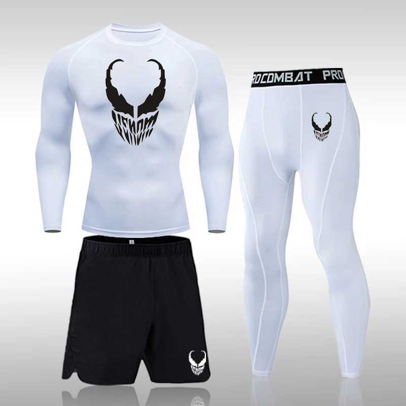 Mens MMA Compression Sets Tracksuit Quick Dry Sports Suits Jogging Running Set Rashgard Gym Clothing Men Fitness Workout Tights X250129