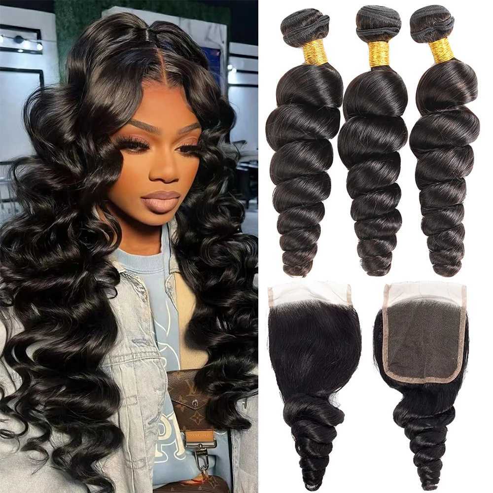 Loose Wave Human Hair Bundles With Clo Hair Weave 3/4 Bundles With HD Lace Frontal Brazilian Remy Human Hair ExtensionsXJ250120
