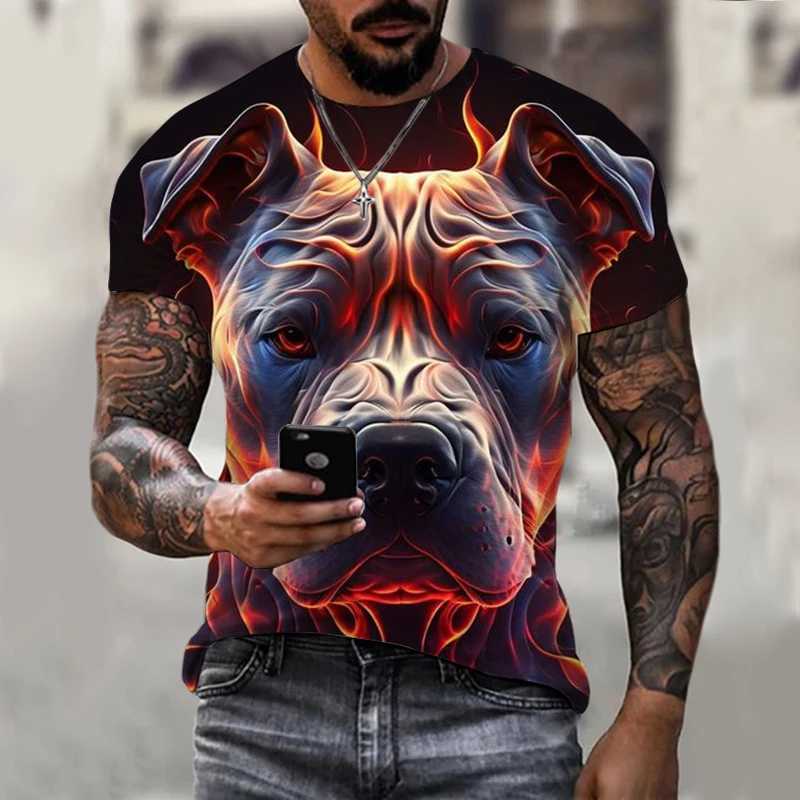 Dog Graphics T-Shirt For Men 3d Printing Tees Ferocious Animal Camisetas Pattern Short Sleeve Tops Summer Casual Mens ClothingXJ250117