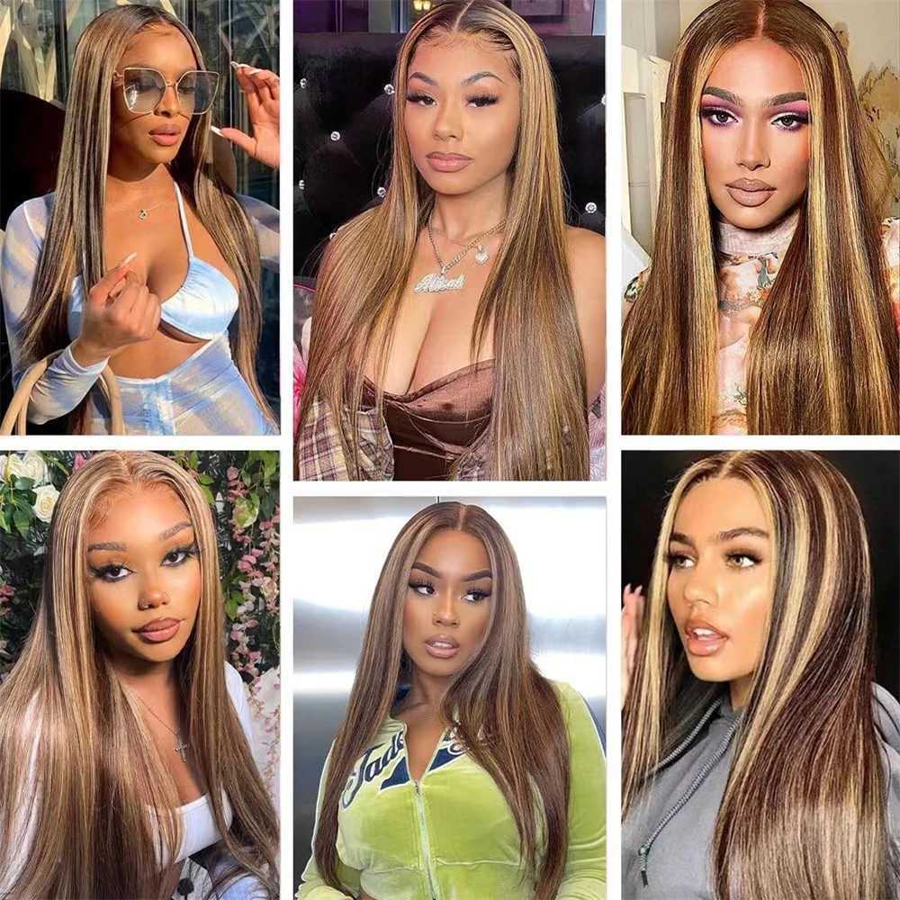 P4/27 Highlight Bundles With Clo Frontal 13x4 Straight Brazilian Human Hair Bundle With Frontal Ombre Blonde Hair ExtensionsXJ250120