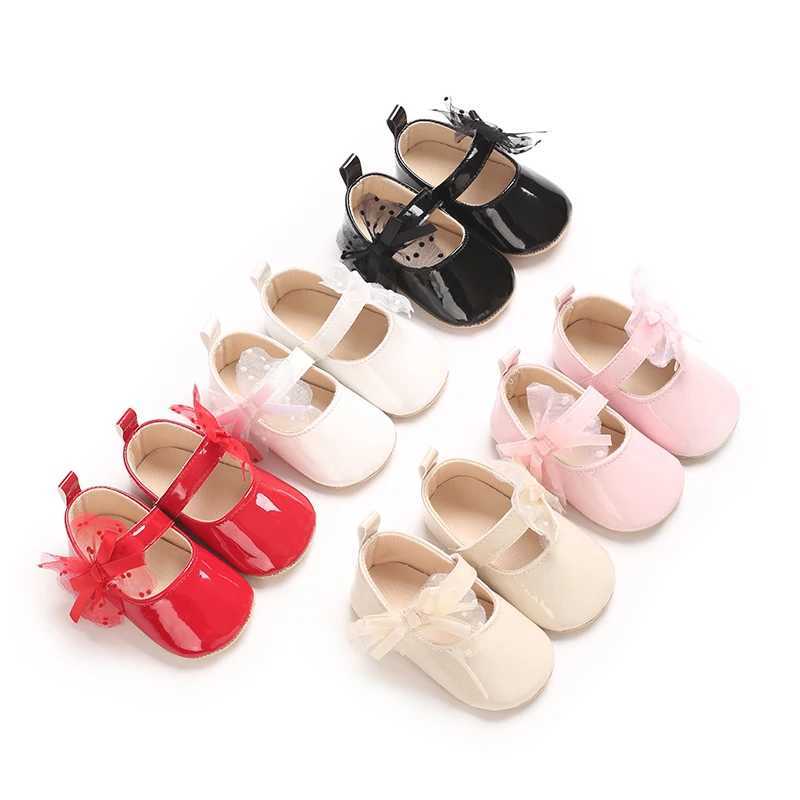 Girls Baby Shoes Bow Princess Flat Bottom Anti slip Soft Bottom Walking Newborn Crib Dress Shoes 0-18M X250129