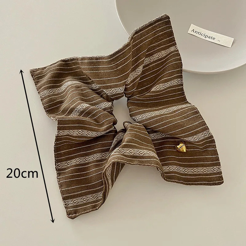 Korea Square Striped Cloth Scrunchies Women Girl Elastic Hair Rubber Band Accessories Tie Ring Rope Headdress Headwear 250117
