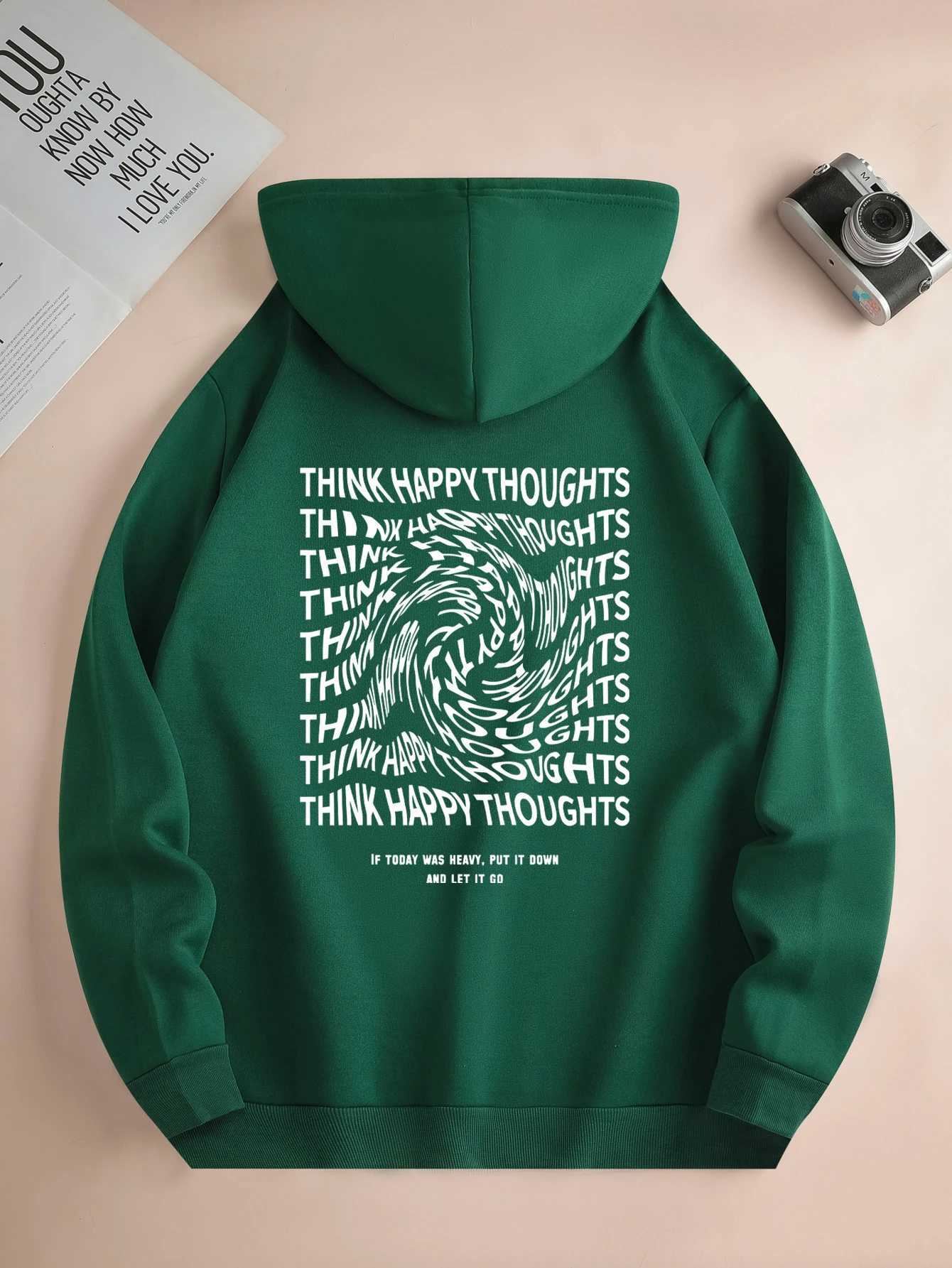 Mens new fashion hoodie casual daily drawstring hooded sweatshirt lettering front kangaroo pocket mens jacket X250129