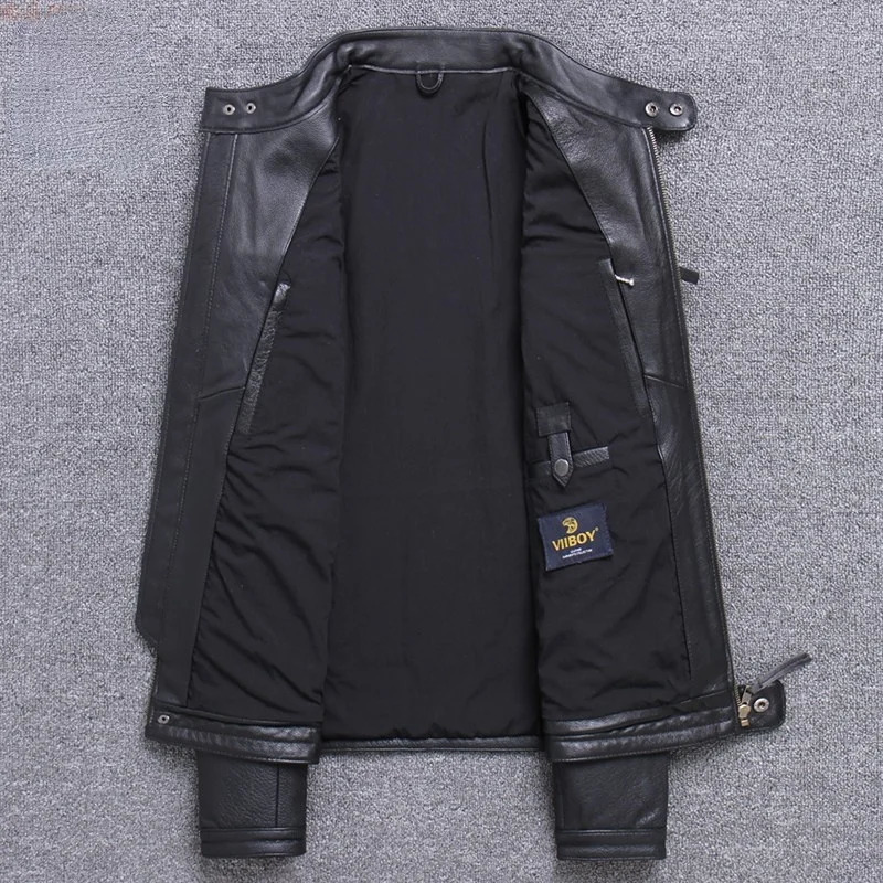 Leather Jacket Genuine Mens Cowhide Motorcycle Suit Male Slim Korean Leather Coat Short Stand Collar Jacket Autumn Style 250120