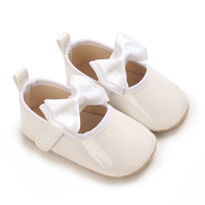 Cathery Baby Shoes Bowknot Rubber Sole Anti-slip PU Ballet Slippers Baby Girl Dress Shoes First Walker Toddler Crib Shoes X250129
