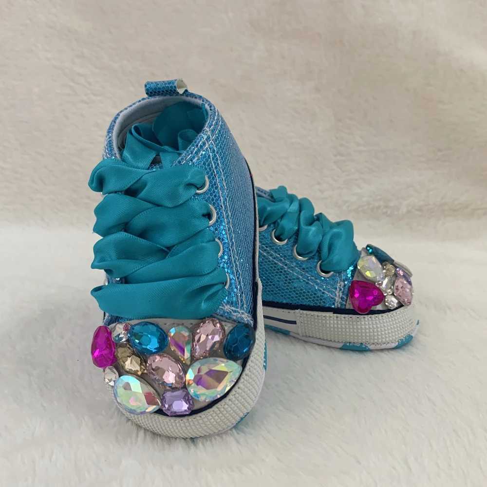 Nursery Canvas Sneakers Newborn Baby Boy Rhinestone Espadrilles Personalized Name Date Infant Toddler Crib Shoes X250129