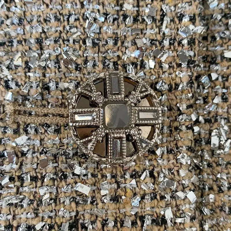 Chic Women Bright Thread Woven Tweed Blazers Coat Autumn Short Weaved OL Cardigan High Waist Single-breasted Tops Jacket Abrigos 250122